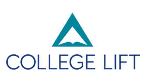 College Lift logo, which is a teal triangle with an open book in the center and the words "COLLEGE LIFT" underneath 